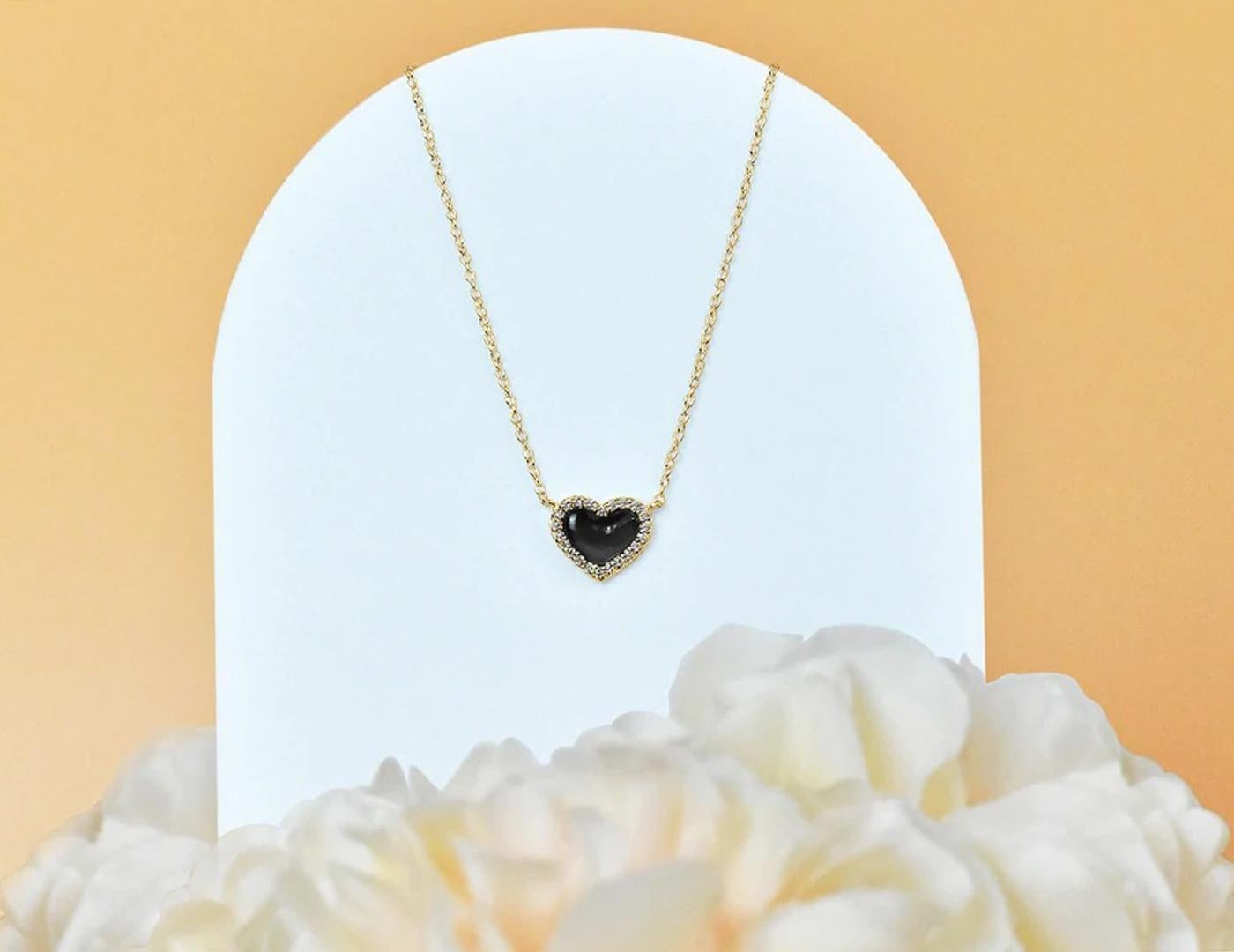 10k Gold Gemstone Heart Necklace, Gemstone Options For Sale 5