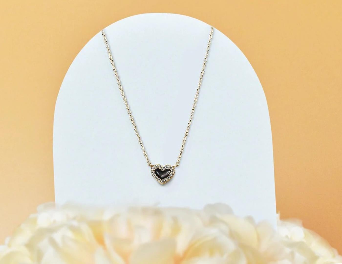 10k Gold Gemstone Heart Necklace, Gemstone Options For Sale 5