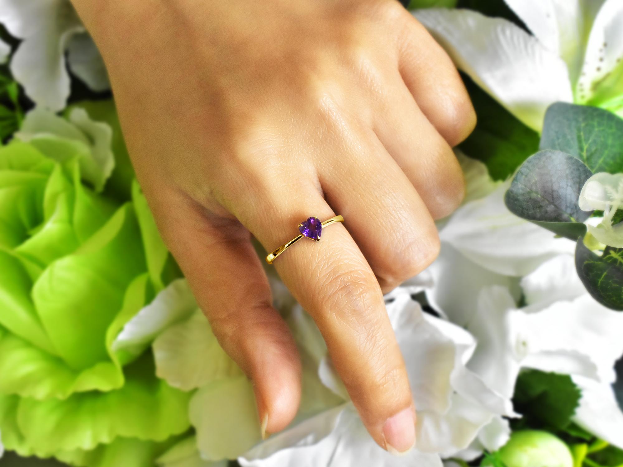 For Sale:  10k Gold Heart Gemstone 5x5 mm Heart Gemstone Ring Gemstone Engagement Ring 13