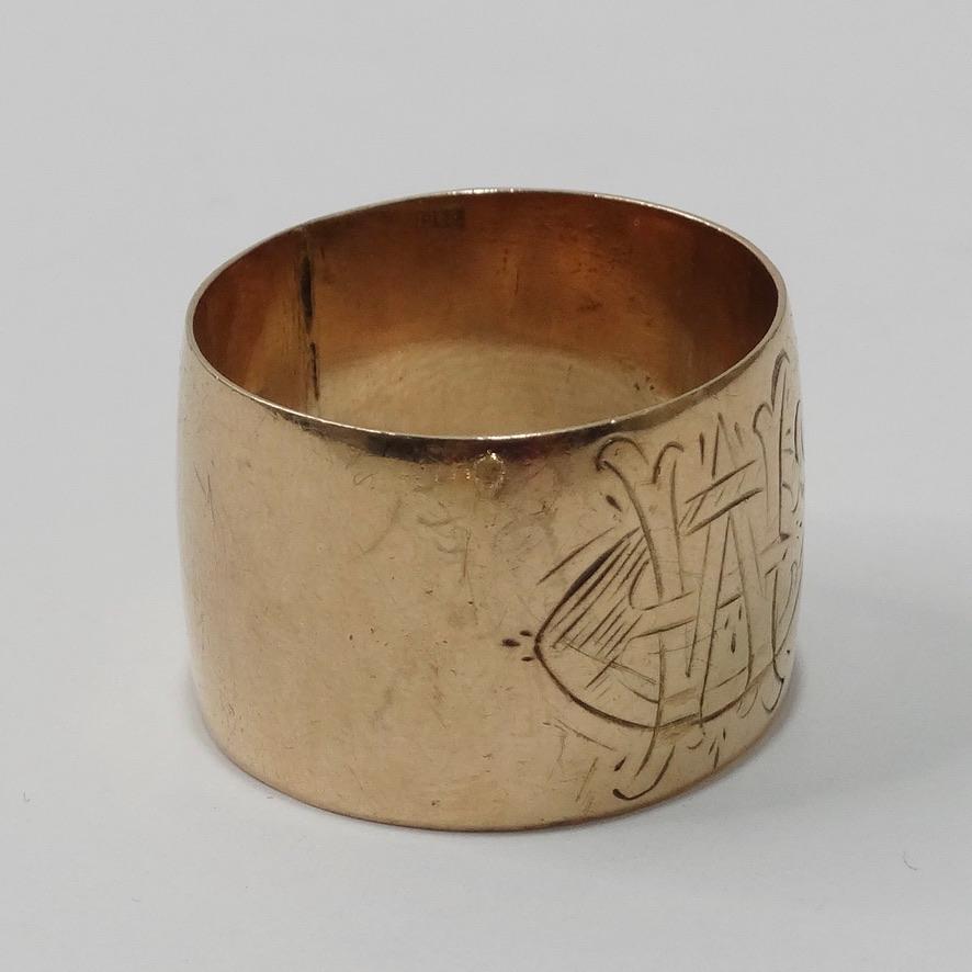 10K Gold Inital gravierter Ring ca. 1950er Jahre  im Zustand „Gut“ im Angebot in Scottsdale, AZ