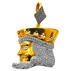 10K Gold King Motif Diamond Pendant
