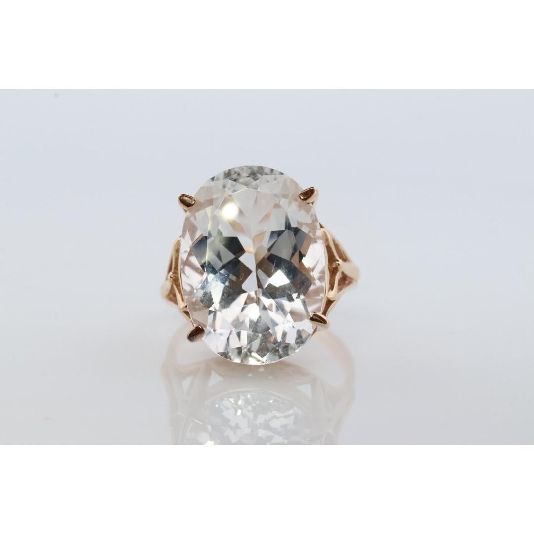 Women's or Men's 10k Gold LARGE White Topaz ring. Clyde Duneier CID Oval Topaz Solitaire. Huge For Sale