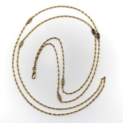 10K Gold Long Chain with Oblong and Purple Paste Stations