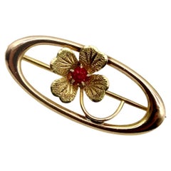 Vintage 10k Gold Lucky Four-Leaf Clover Pin