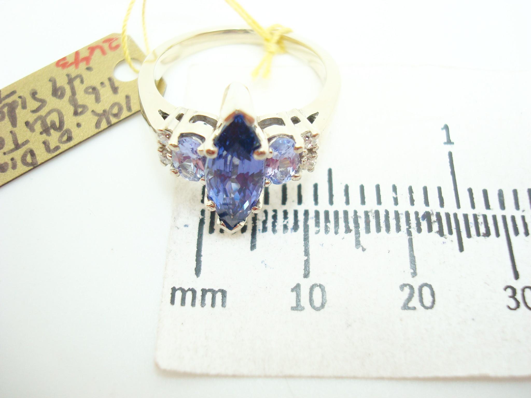 10K Gold Marquise 1.68ct Genuine Natural Tanzanite Ring with Diamonds '#J2643' For Sale 5