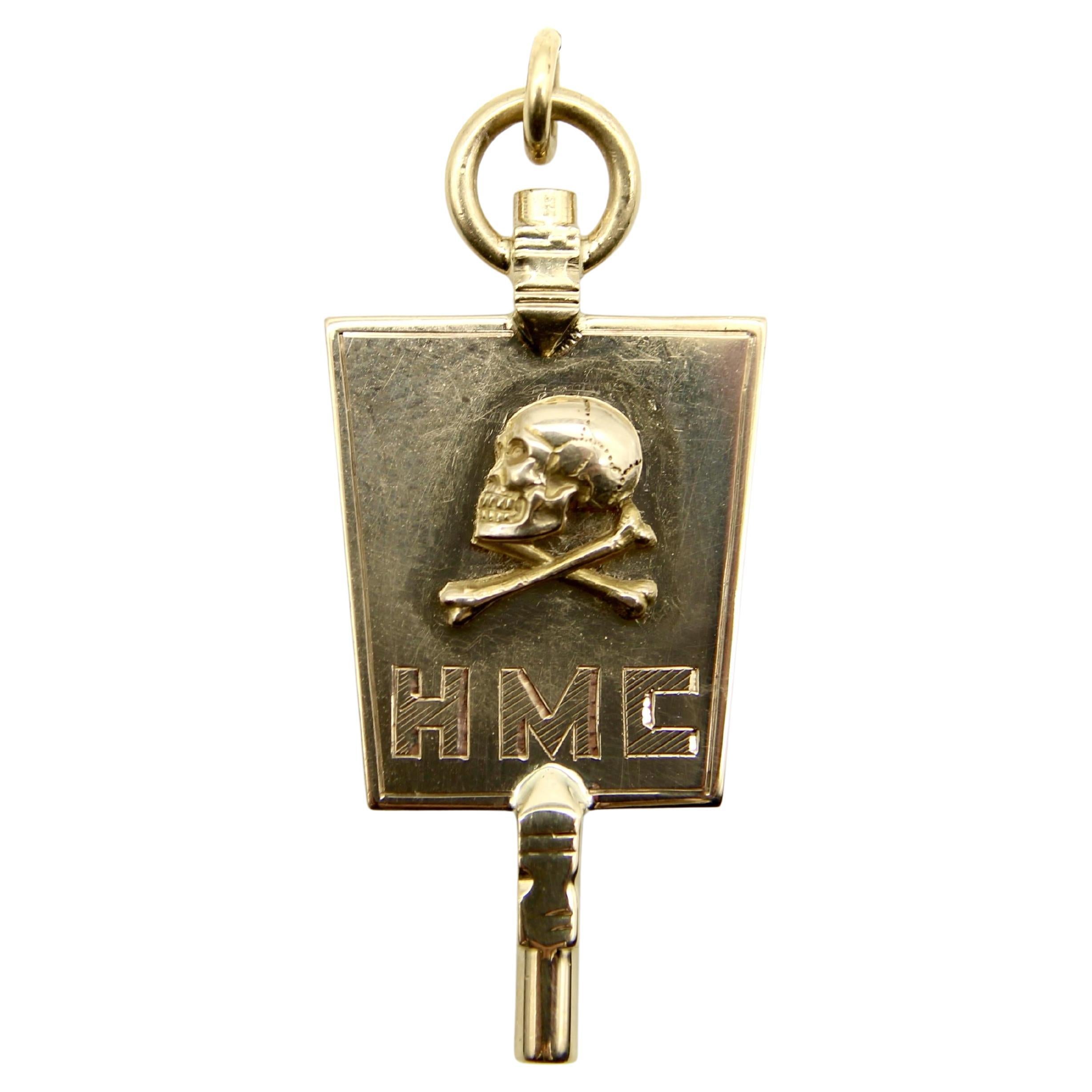 10K Gold Momento Mori Skull Pendant Charm