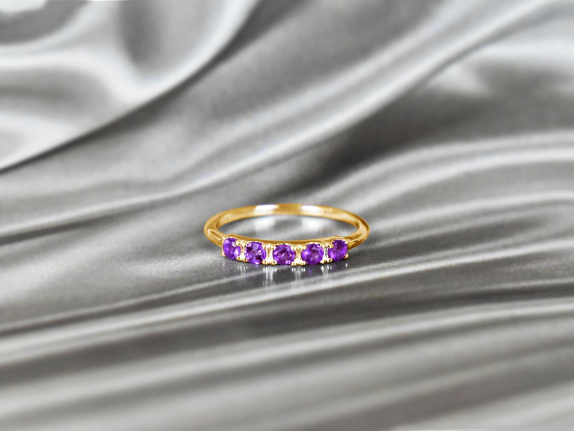 For Sale:  10k Gold Multiple Gemstone Ring Birthstone Ring Stackable Ring 3