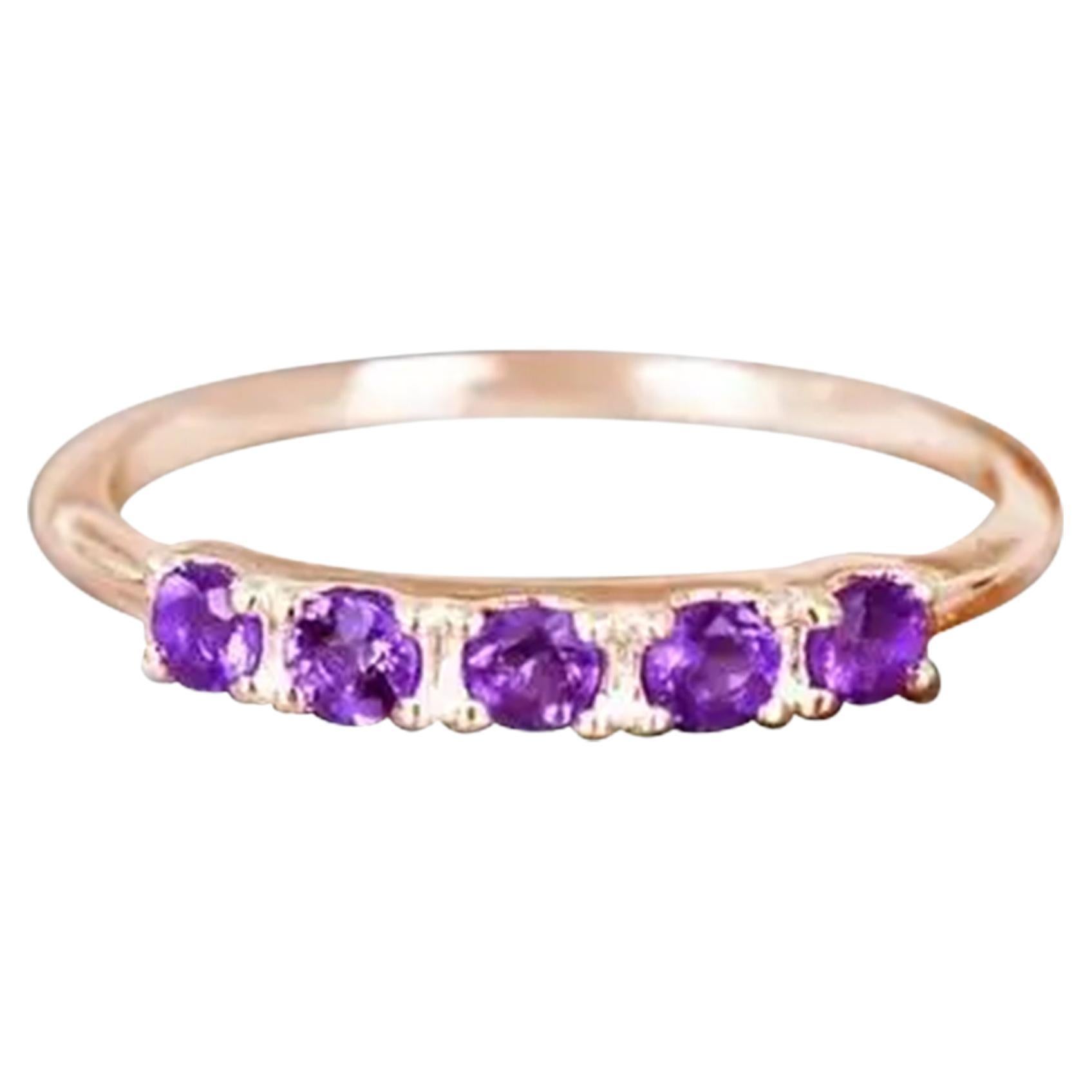 For Sale:  10k Gold Multiple Gemstone Ring Birthstone Ring Stackable Ring