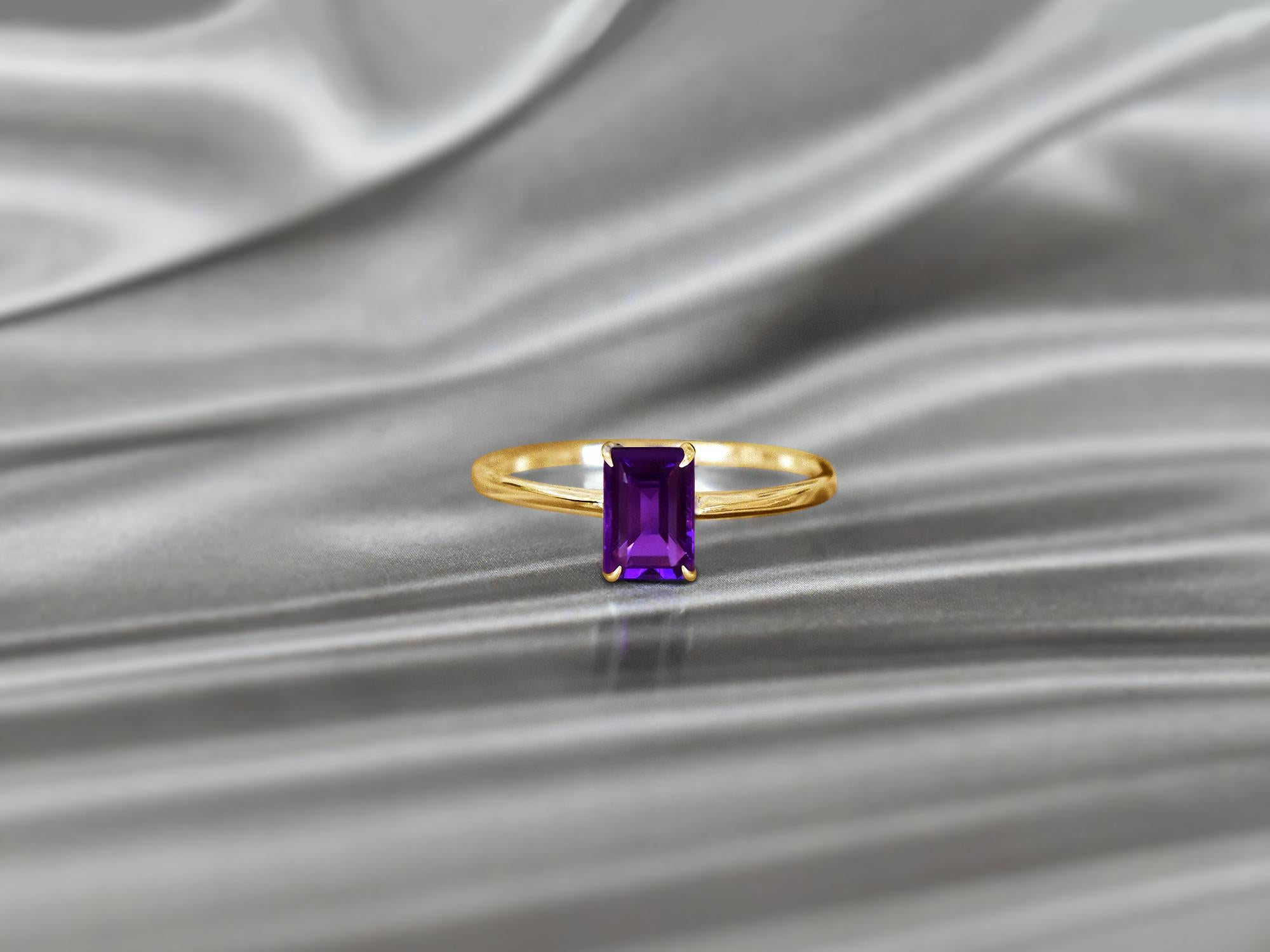 For Sale:  10k Gold Octagon 7x5 mm Octagon Gemstone Ring Birthstone Ring Stackable Ring 3