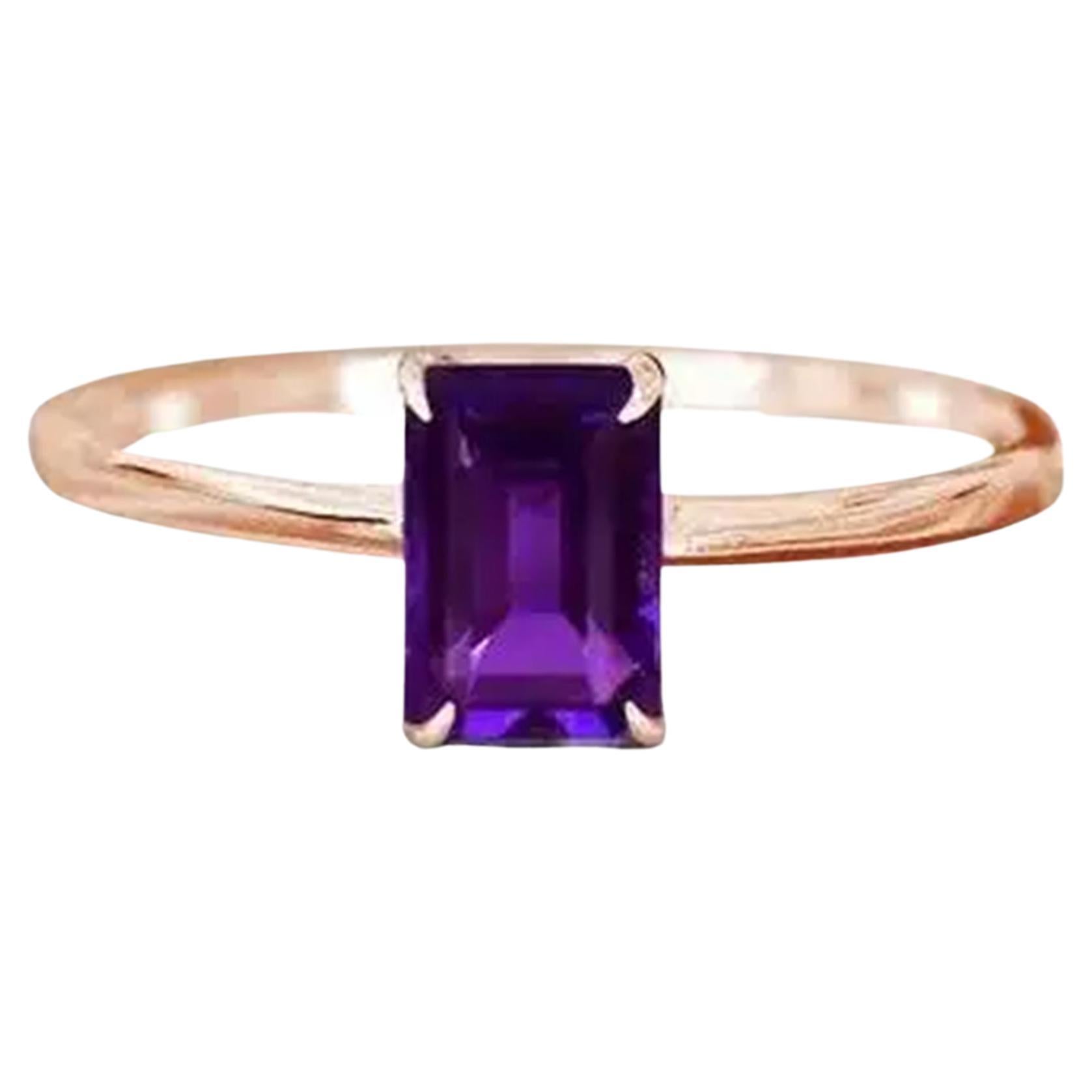 10k Gold Octagon 7x5 mm Octagon Gemstone Ring Birthstone Ring Stackable Ring