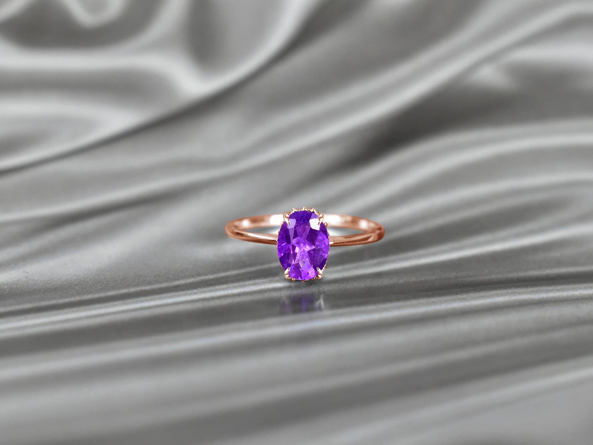 For Sale:  10k Gold Oval Gemstone 8x6 mm Oval Cut Gemstone Ring Gemstone Engagement Ring 2