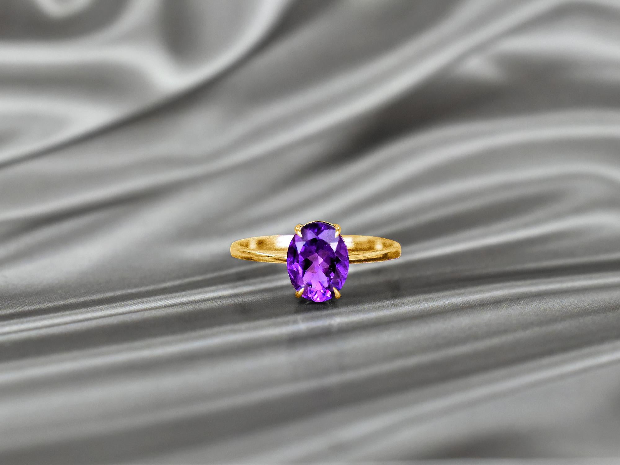 For Sale:  10k Gold Oval Gemstone 9x7 mm Oval Cut Gemstone Ring Gemstone Engagement Ring 3