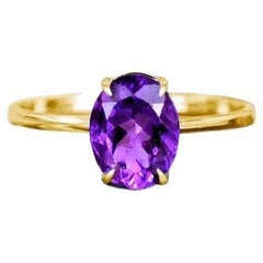 10k Gold Oval Cut Gemstone Ring Gemstone Engagement Ring