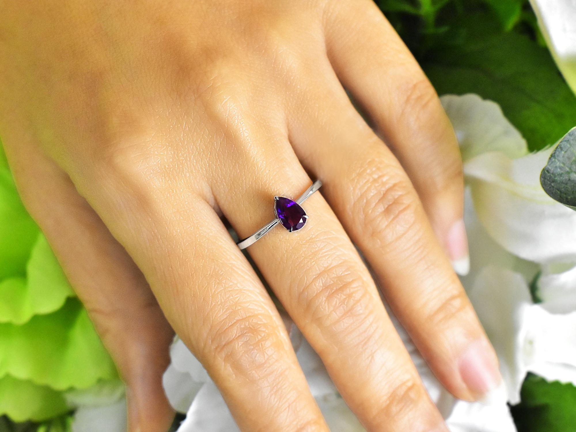 For Sale:  10k Gold Pear Gemstone 7x5 mm Pear Gemstone Ring Birthstone Ring Engagement Ring 12