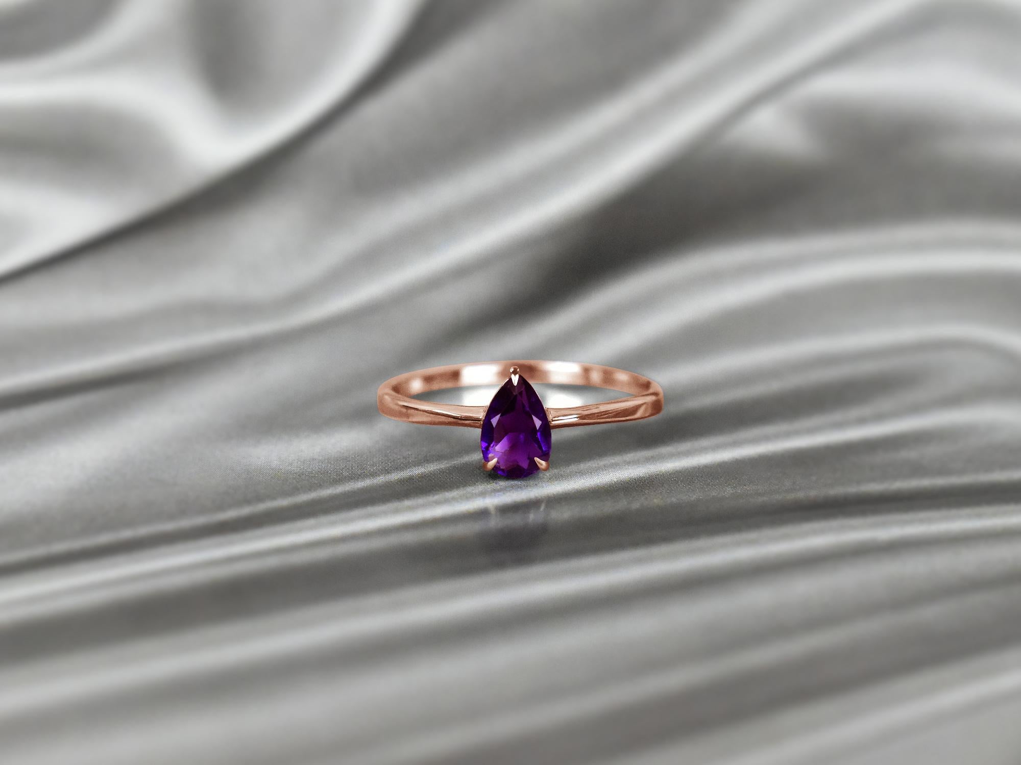 For Sale:  10k Gold Pear Gemstone 7x5 mm Pear Gemstone Ring Birthstone Ring Engagement Ring 2