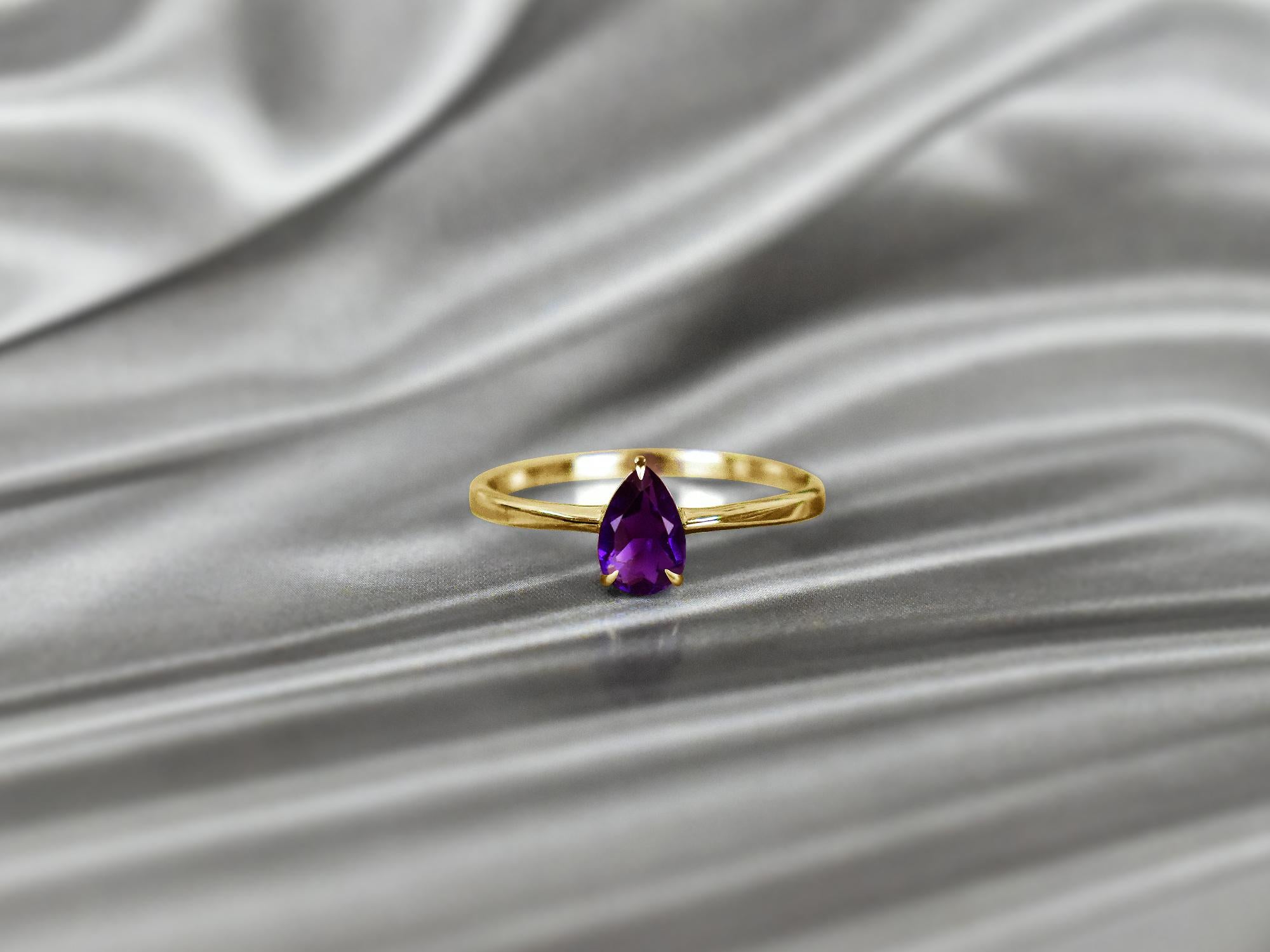 For Sale:  10k Gold Pear Gemstone 7x5 mm Pear Gemstone Ring Birthstone Ring Engagement Ring 3