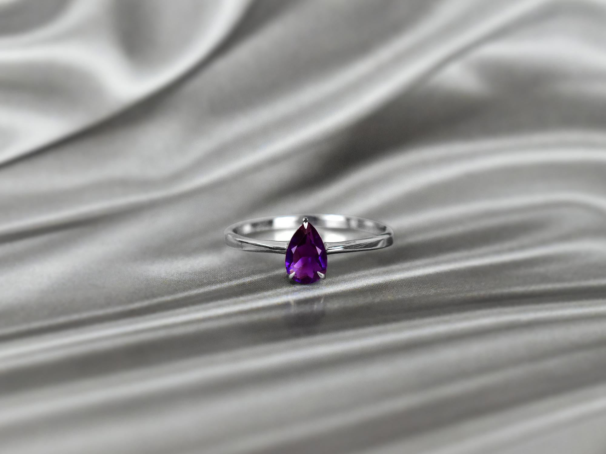 For Sale:  10k Gold Pear Gemstone 7x5 mm Pear Gemstone Ring Birthstone Ring Engagement Ring 4