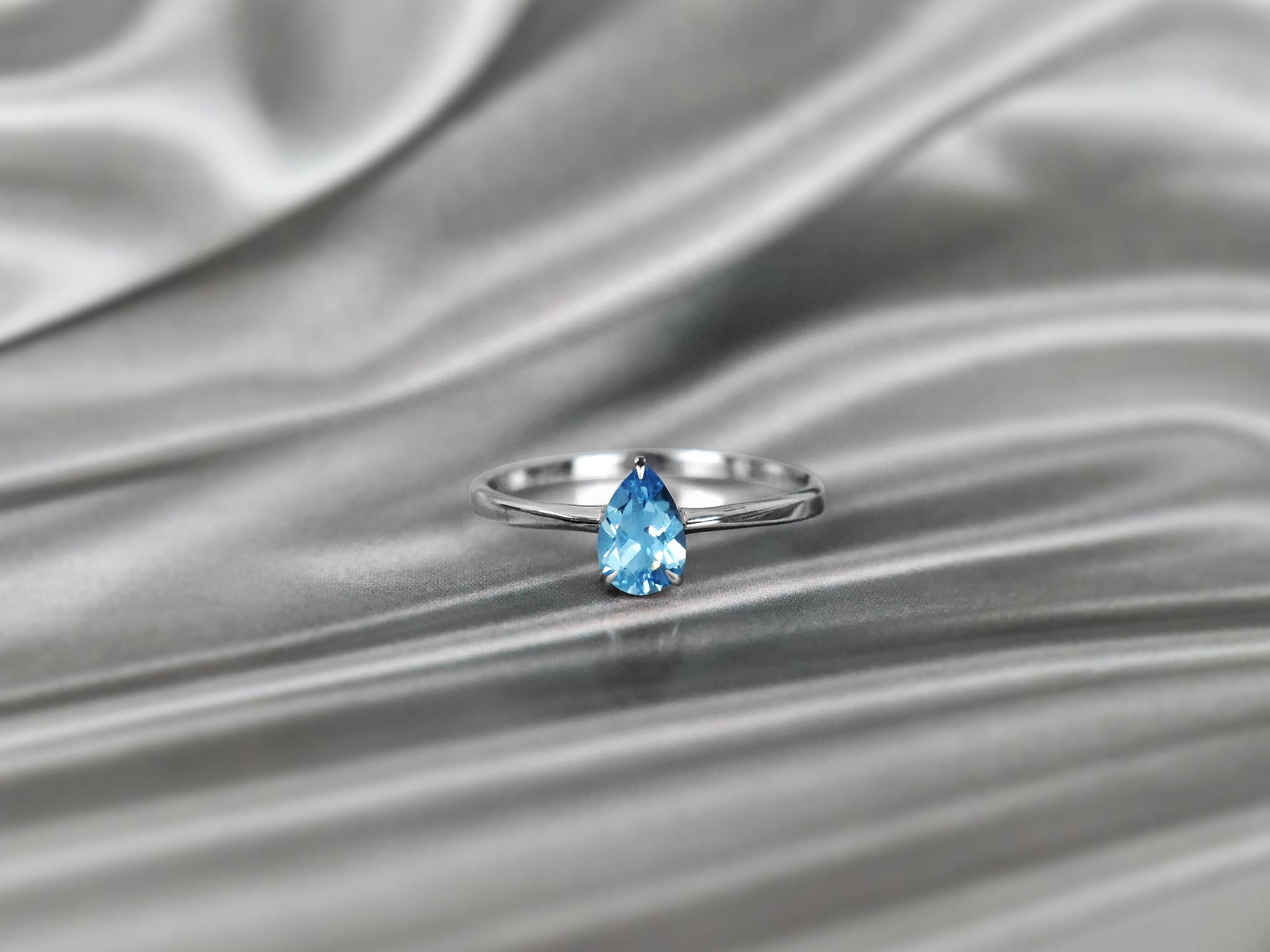 For Sale:  10k Gold Pear Gemstone 7x5 mm Pear Gemstone Ring Birthstone Ring Engagement Ring 8