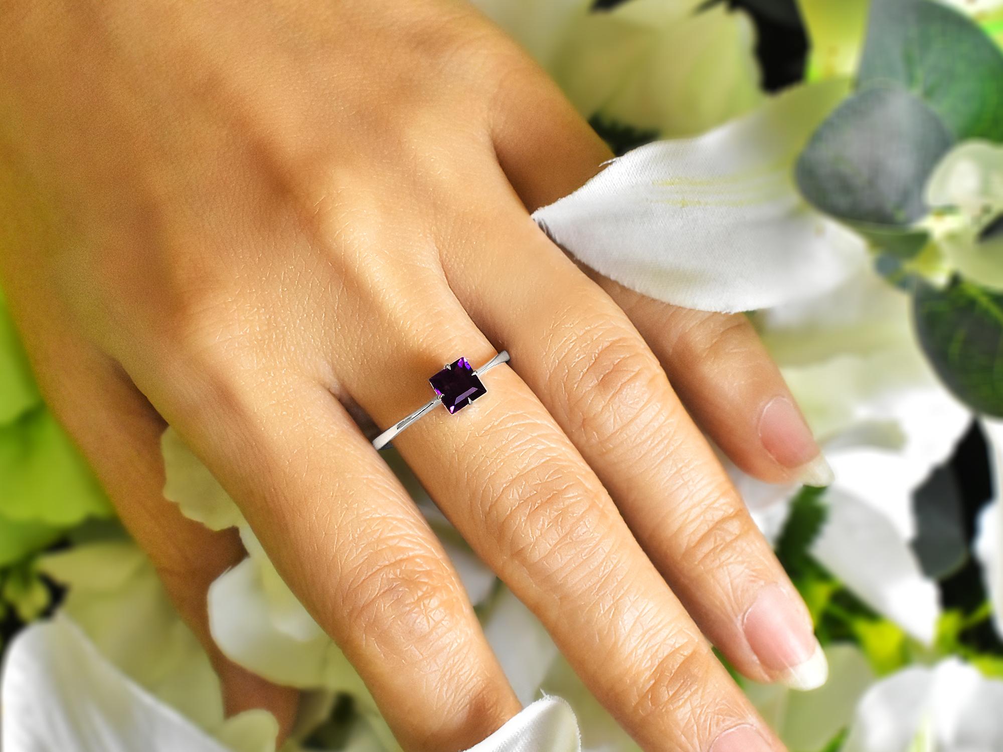 For Sale:  10k Gold Princess Cut 5x5 mm Princess Cut Gemstone Ring Gemstone Engagement Ring 12