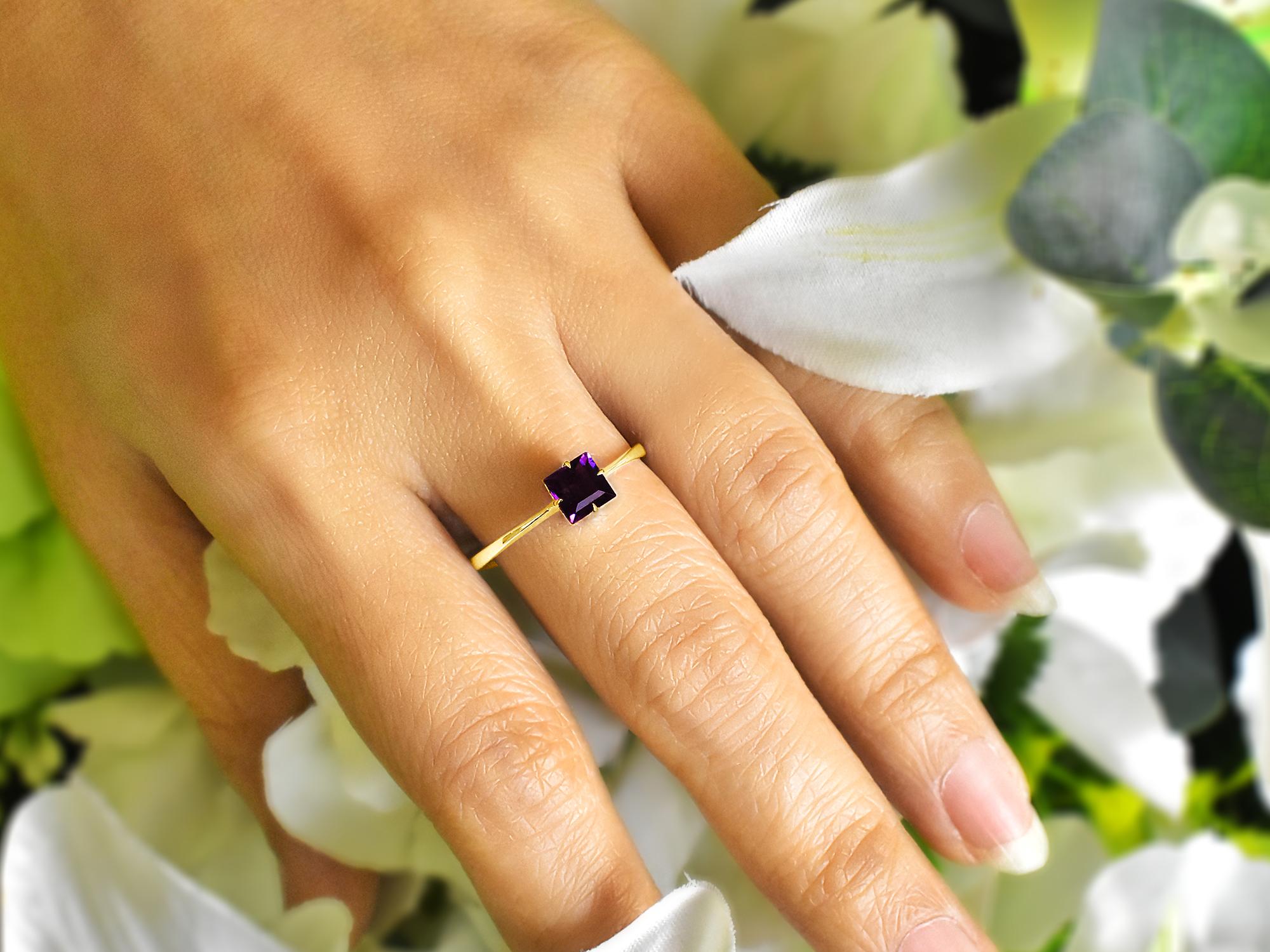 For Sale:  10k Gold Princess Cut 5x5 mm Princess Cut Gemstone Ring Gemstone Engagement Ring 13