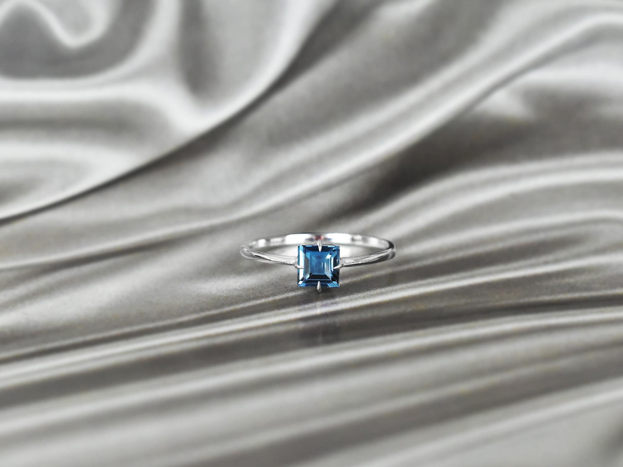For Sale:  10k Gold Princess Cut 5x5 mm Princess Cut Gemstone Ring Gemstone Engagement Ring 7