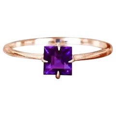 10k Gold Princess Cut 5x5 mm Princess Cut Gemstone Ring Gemstone Engagement Ring