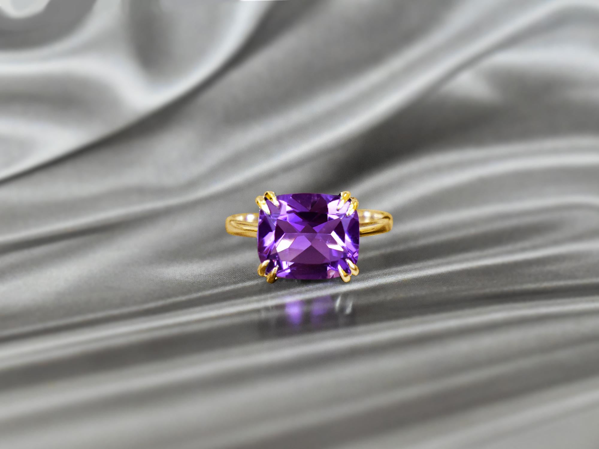 For Sale:  10k Gold Cushion 12x10 mm Rectangle Gemstone Ring Gemstone Engagement Ring 3