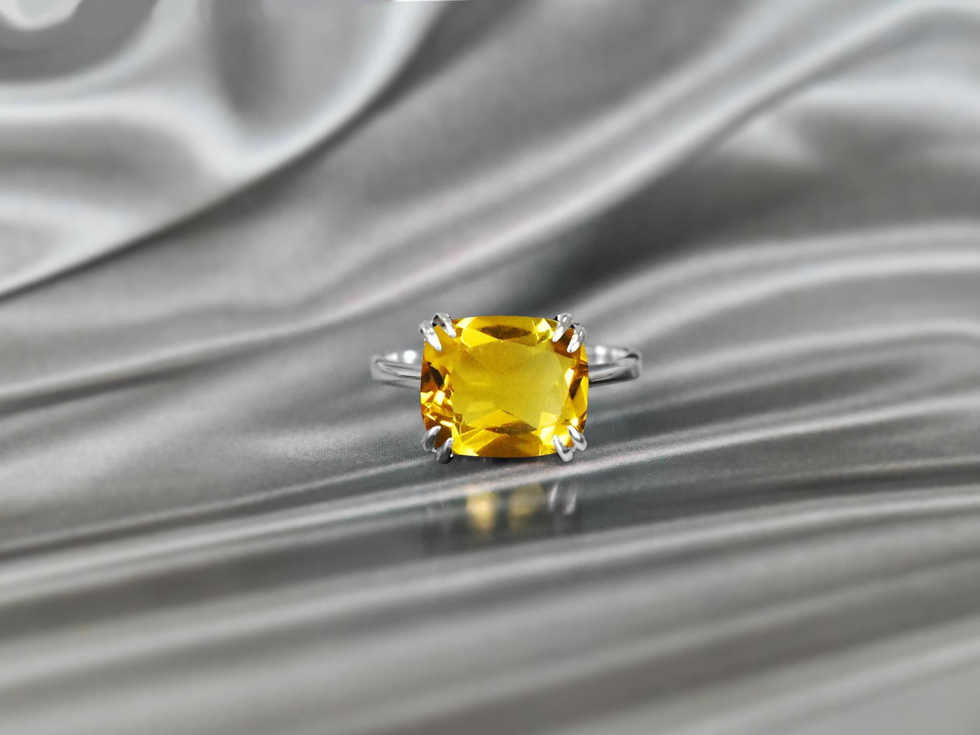 For Sale:  10k Gold Cushion 12x10 mm Rectangle Gemstone Ring Gemstone Engagement Ring 6