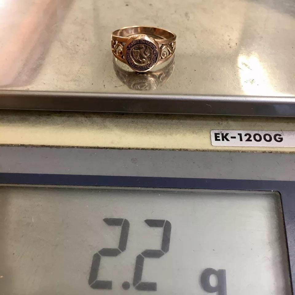 10K Gold Ring Purdue University Class Ring 1920s Art Deco 2.2 Gram Size 5.5 3