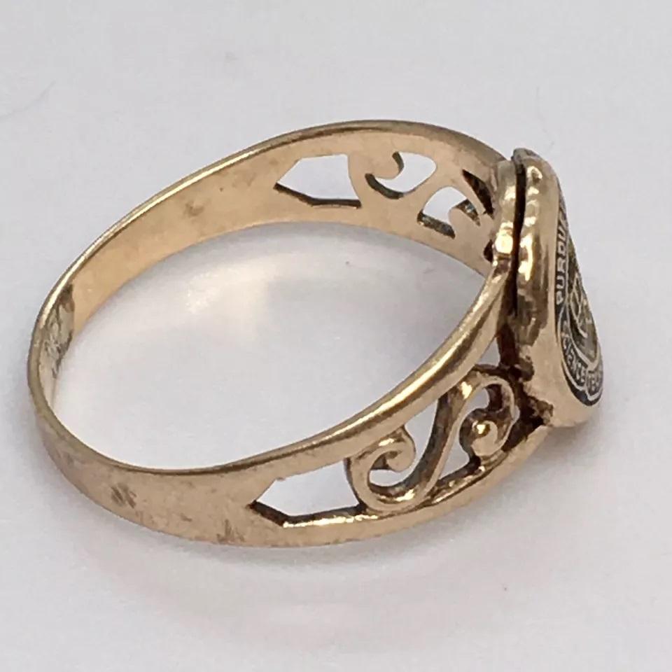 10K Gold Ring Purdue University Class Ring 1920s Art Deco 2.2 Gram Size 5.5 1