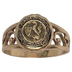 10K Gold Ring Purdue University Class Ring 1920s Art Deco 2.2 Gram Size 5.5
