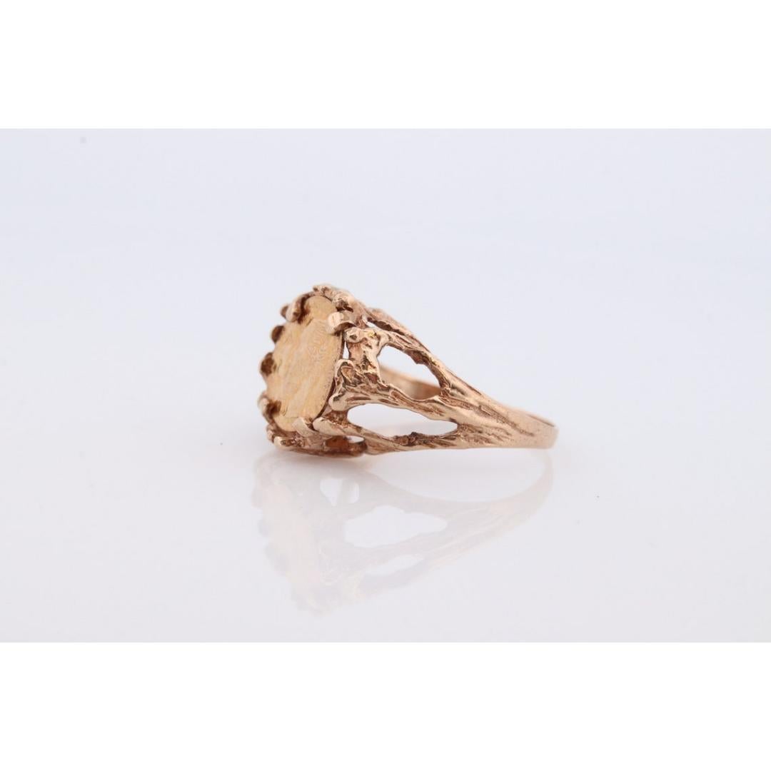 Anello d'oro 10k con gettone Messico 1866-1867 Maximiliano Y Carlota Emperado 10k in vendita 1