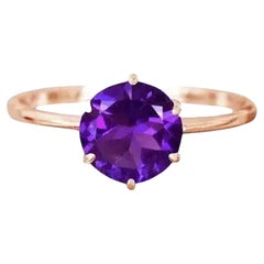 Used 10k Gold  Round Gemstone 8x8 mm Round Gemstone Ring Engagement Ring