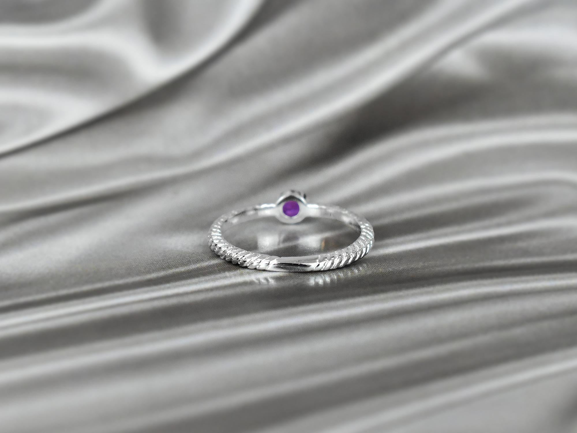 Im Angebot: 10k Gold runder Edelstein 3,5 mm runder Edelstein Ring Birthstone Ring Stapelbarer Ring () 11