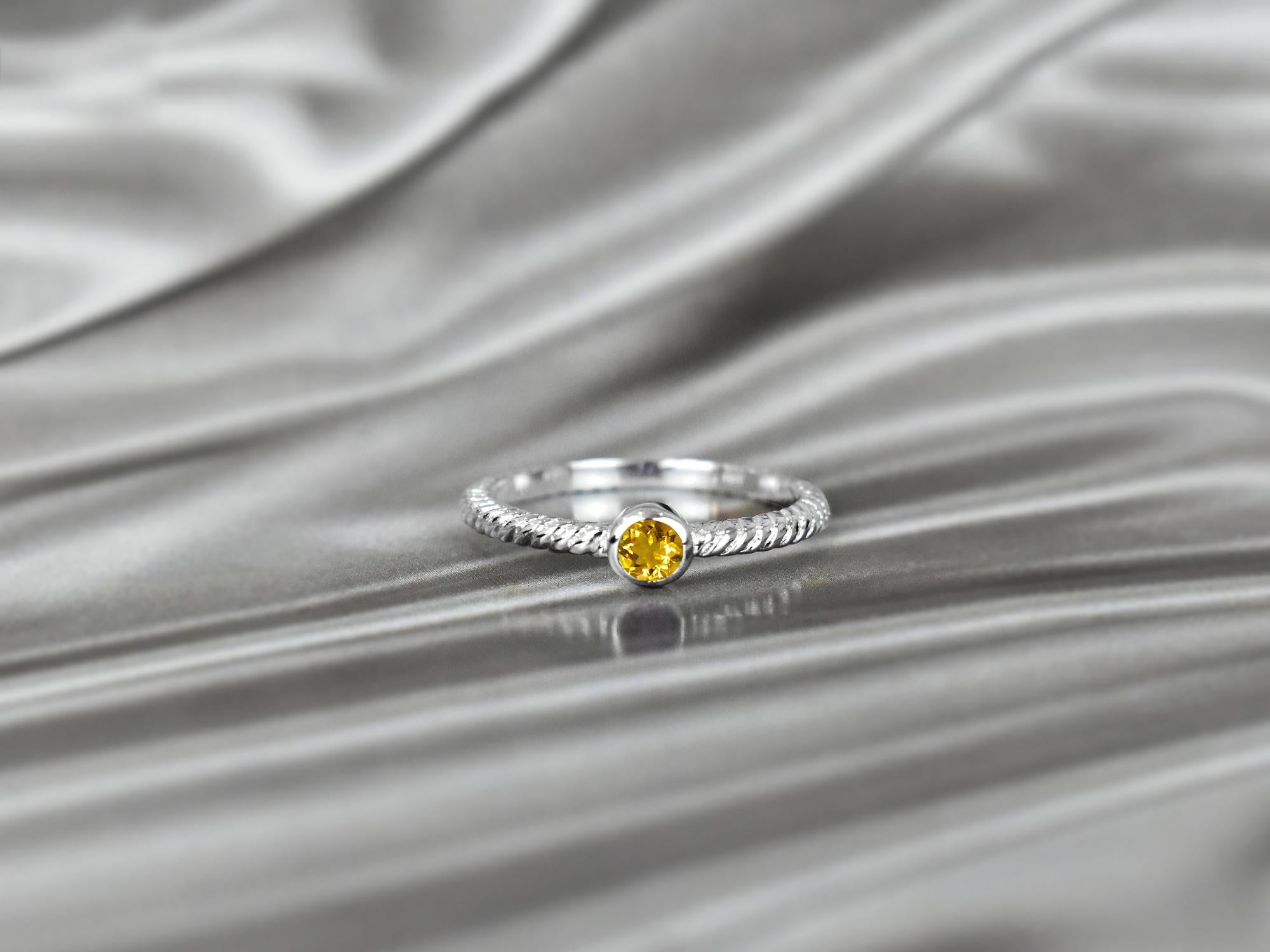 Im Angebot: 10k Gold runder Edelstein 3,5 mm runder Edelstein Ring Birthstone Ring Stapelbarer Ring () 6