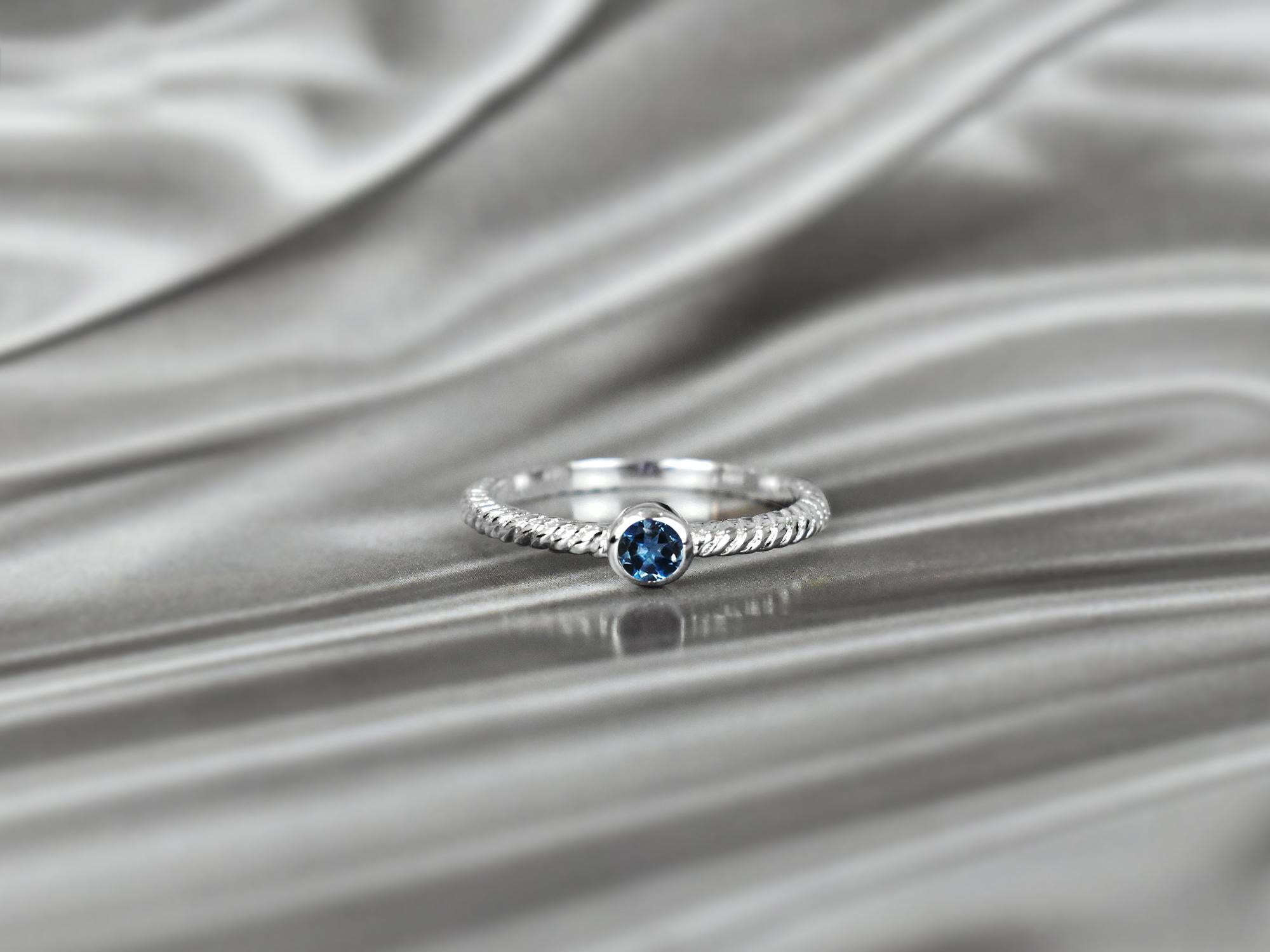 Im Angebot: 10k Gold runder Edelstein 3,5 mm runder Edelstein Ring Birthstone Ring Stapelbarer Ring () 7