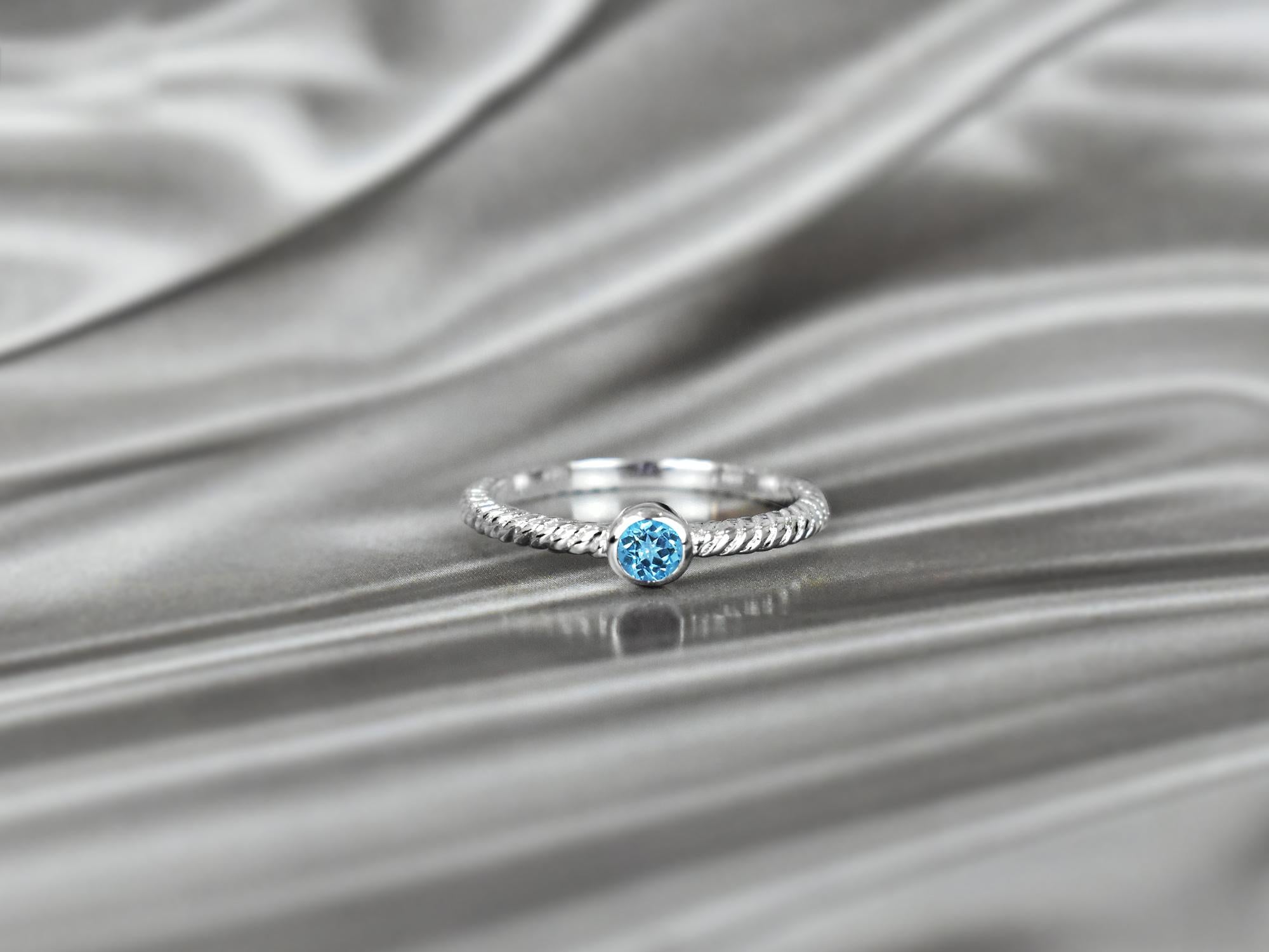 Im Angebot: 10k Gold runder Edelstein 3,5 mm runder Edelstein Ring Birthstone Ring Stapelbarer Ring () 8