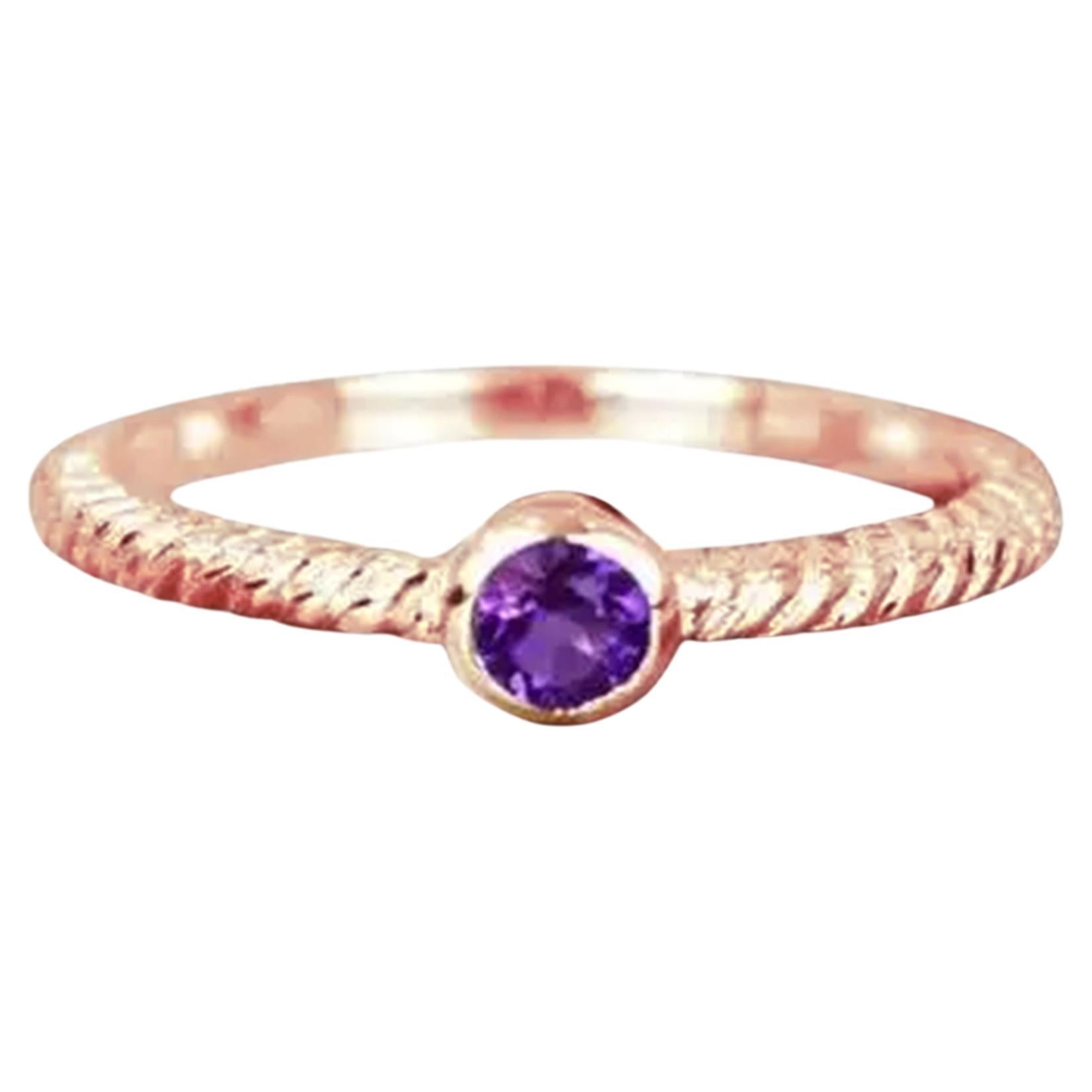 10k Gold runder Edelstein 3,5 mm runder Edelstein Ring Birthstone Ring Stapelbarer Ring