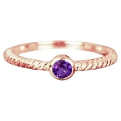 10k Gold Round Gemstone 3.5mm Round Gemstone Ring Birthstone Ring Stackable Ring