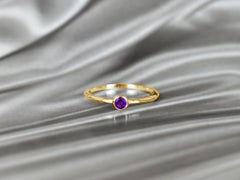 10k Gold Round Gemstone 2.5 mm Round Gemstone Ring Stackable Ring