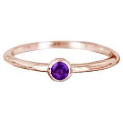 10k Rose Gold Round Gemstone Ring Stackable Ring