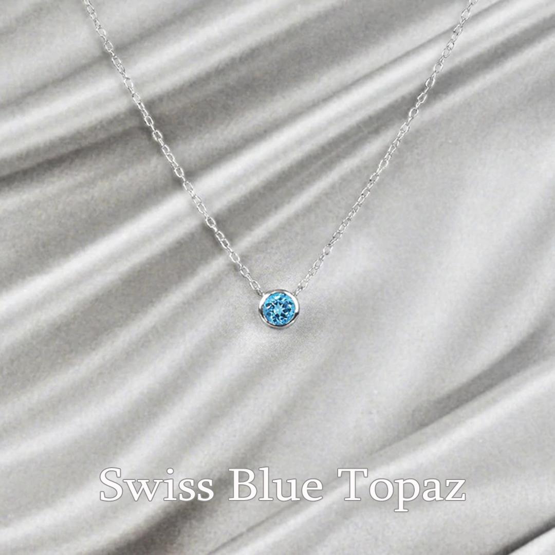 10k Gold 4 mm Solitaire Gemstone Necklace Birthstone Necklace Gemstone Options For Sale 4