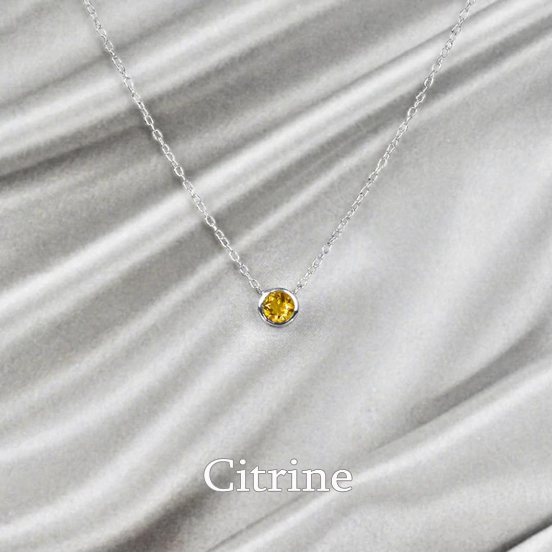 Women's or Men's 10k Gold 4 mm Solitaire Gemstone Necklace Birthstone Necklace Gemstone Options For Sale