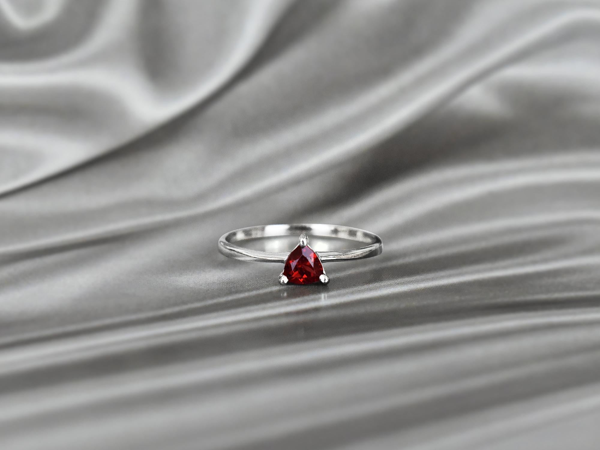 For Sale:  10k Gold Trillion Gemstone 6 mm Trillion Gemstone Engagement Ring Stackable Ring 4