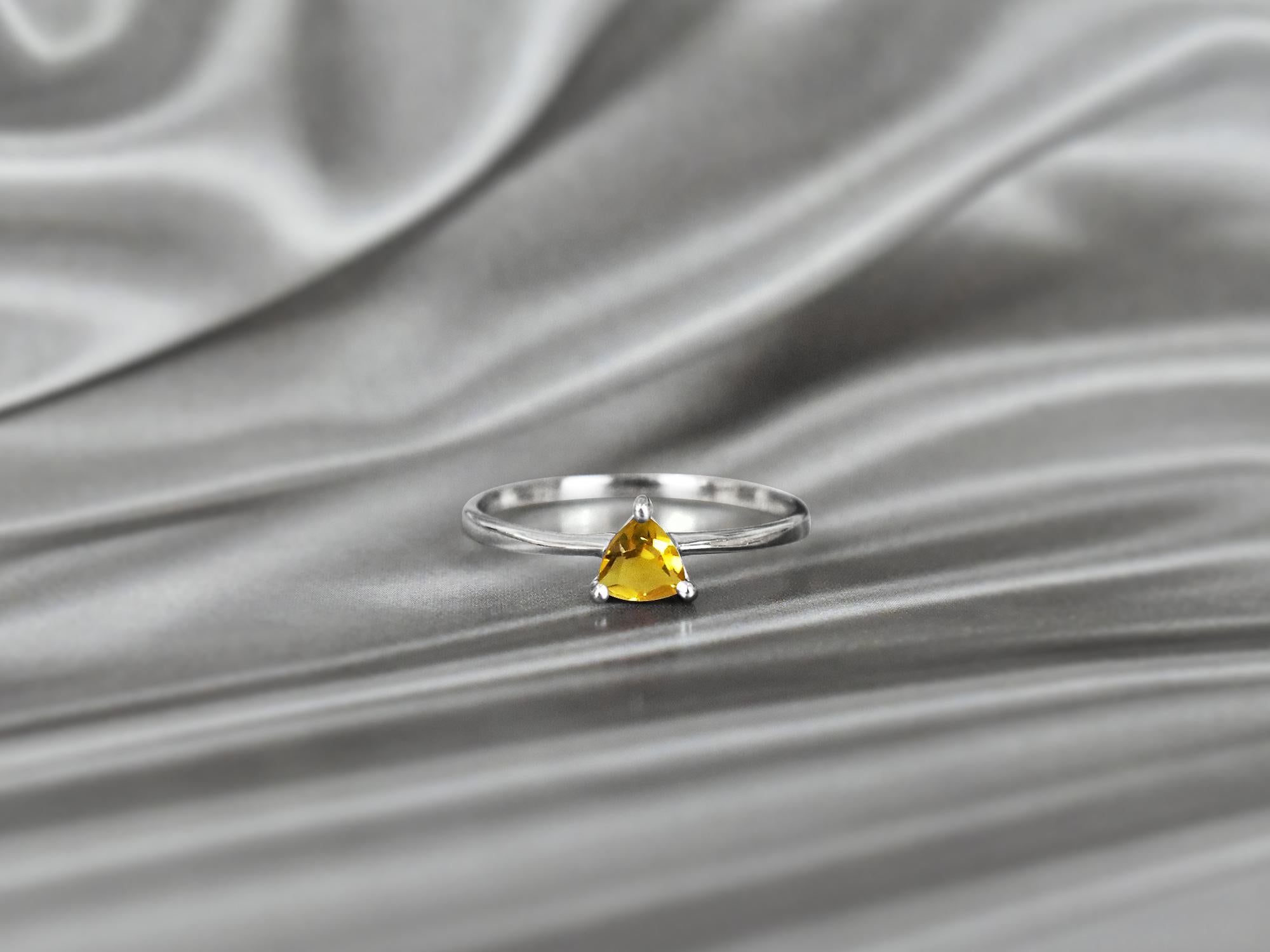 For Sale:  10k Gold Trillion Gemstone 6 mm Trillion Gemstone Engagement Ring Stackable Ring 6
