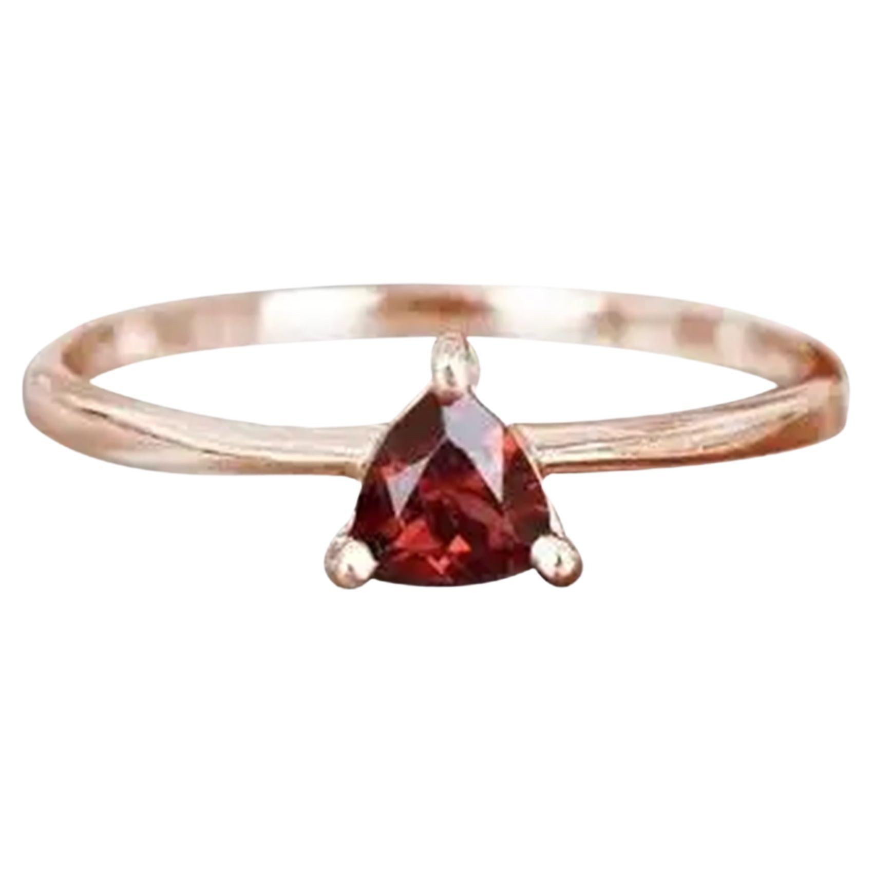 For Sale:  10k Gold Trillion Gemstone 6 mm Trillion Gemstone Engagement Ring Stackable Ring