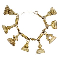  Fob Charm Bracelet 10k Gold Victorian Intaglio