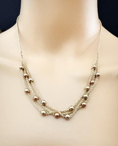 10k Gold with Tri Colored Accent Balls Layered Adjustable 16.5 - 18"