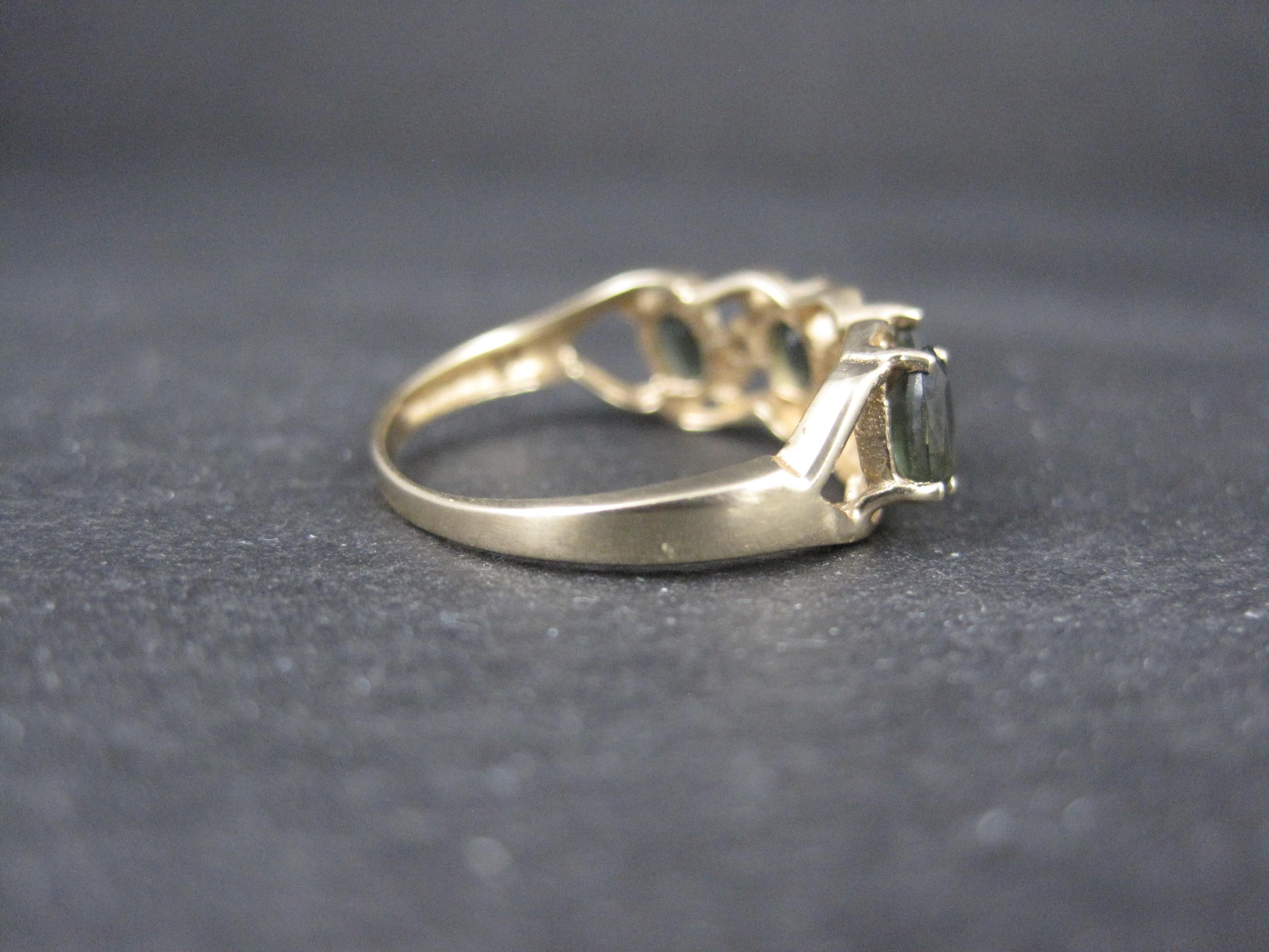 Oval Cut 10K Green Sapphire Ring Size 6