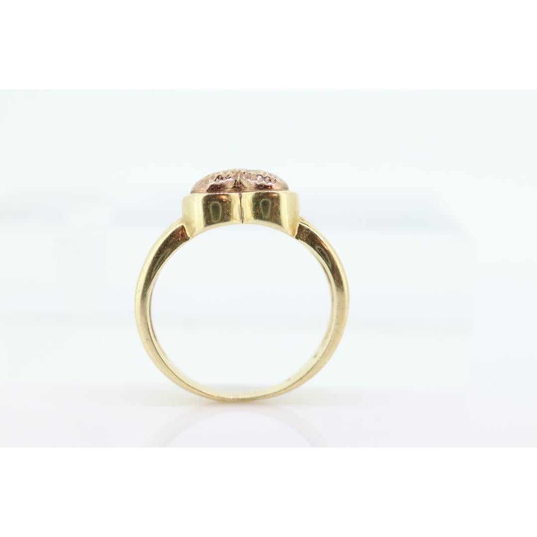 Bague cœur 10k, bague de promesse en cœur texturé 10k. Or rose et jaune 10k. Mignon Bon état - En vente à Port Charlotte, FL